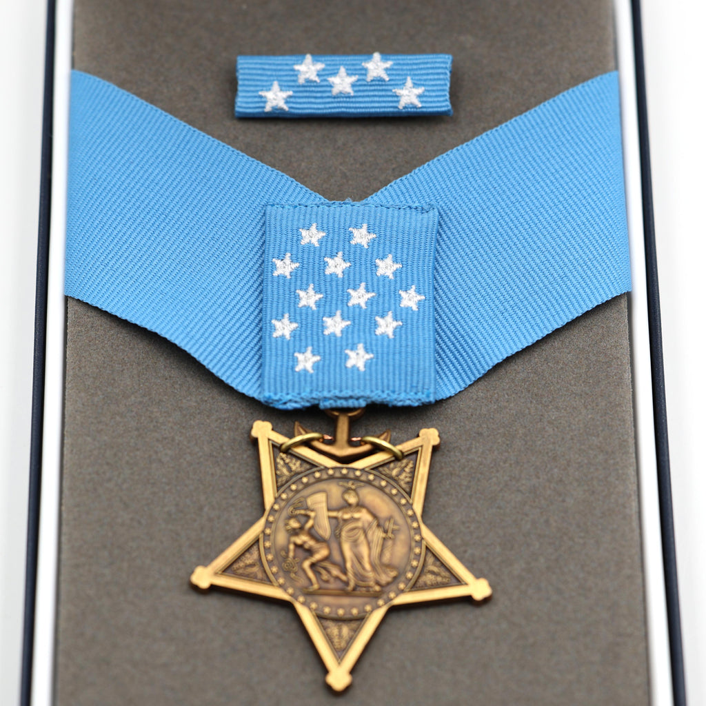 US Orden Navy Medal of Honor 1942–1963 – Museumsreplik Sammleranfertigung Reproduktion mit Bandspange & Etui